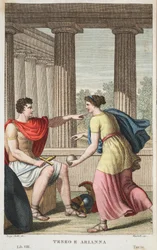Theseus und Ariadne oder Terro e Arianna, Buch VIII, Illustration aus Ovids Metamorphosen, Florenz, 1832